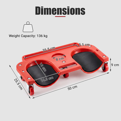 Rolling Knee Creeper with 360° Swivel Casters-Red