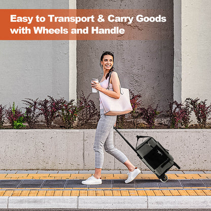 50-Can Large Rolling Cooler with Adjustable Handle and Bottom Plate-Gray