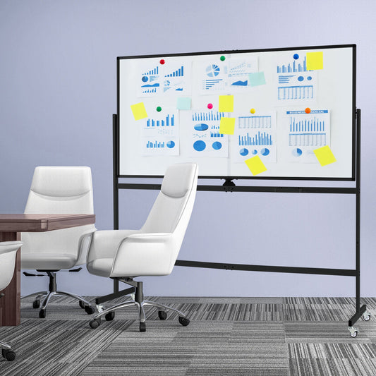 Rolling Whiteboard on Wheels with Stand and Aluminum Alloy Frame-Black