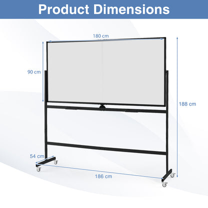 Rolling Whiteboard on Wheels with Stand and Aluminum Alloy Frame-Black