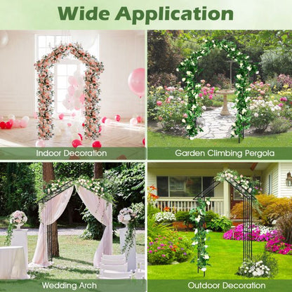 Roof-shaped Top Garden Arbor Garden Trellis Pergola with Side Crossbars-Black