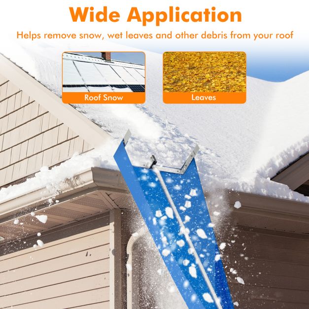 Snow Roof Rake with 4 Section Pole Wheels and Anti-slip Handle