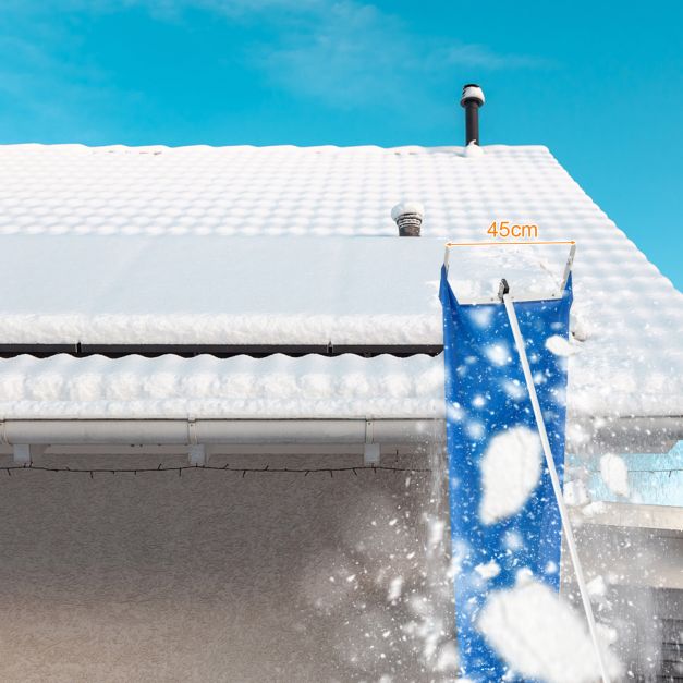 Snow Roof Rake with 4 Section Pole Wheels and Anti-slip Handle