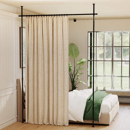 Room Divider Curtain Rod for Apartment No Drilling Required-Black