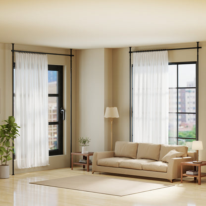 Room Divider Curtain Rod for Apartment No Drilling Required-Black