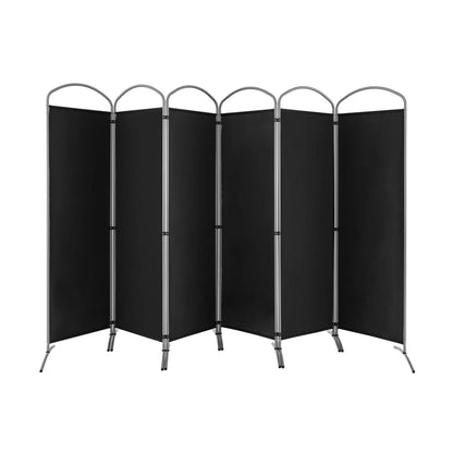6 Panel Freestanding Fabric Room Divider for Home and Office-Black