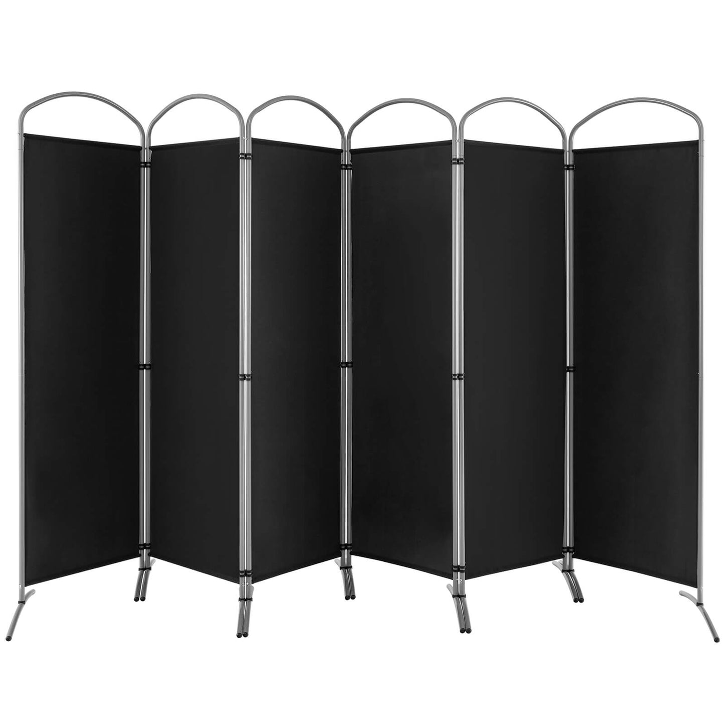 6 Panel Freestanding Fabric Room Divider for Home and Office-Black