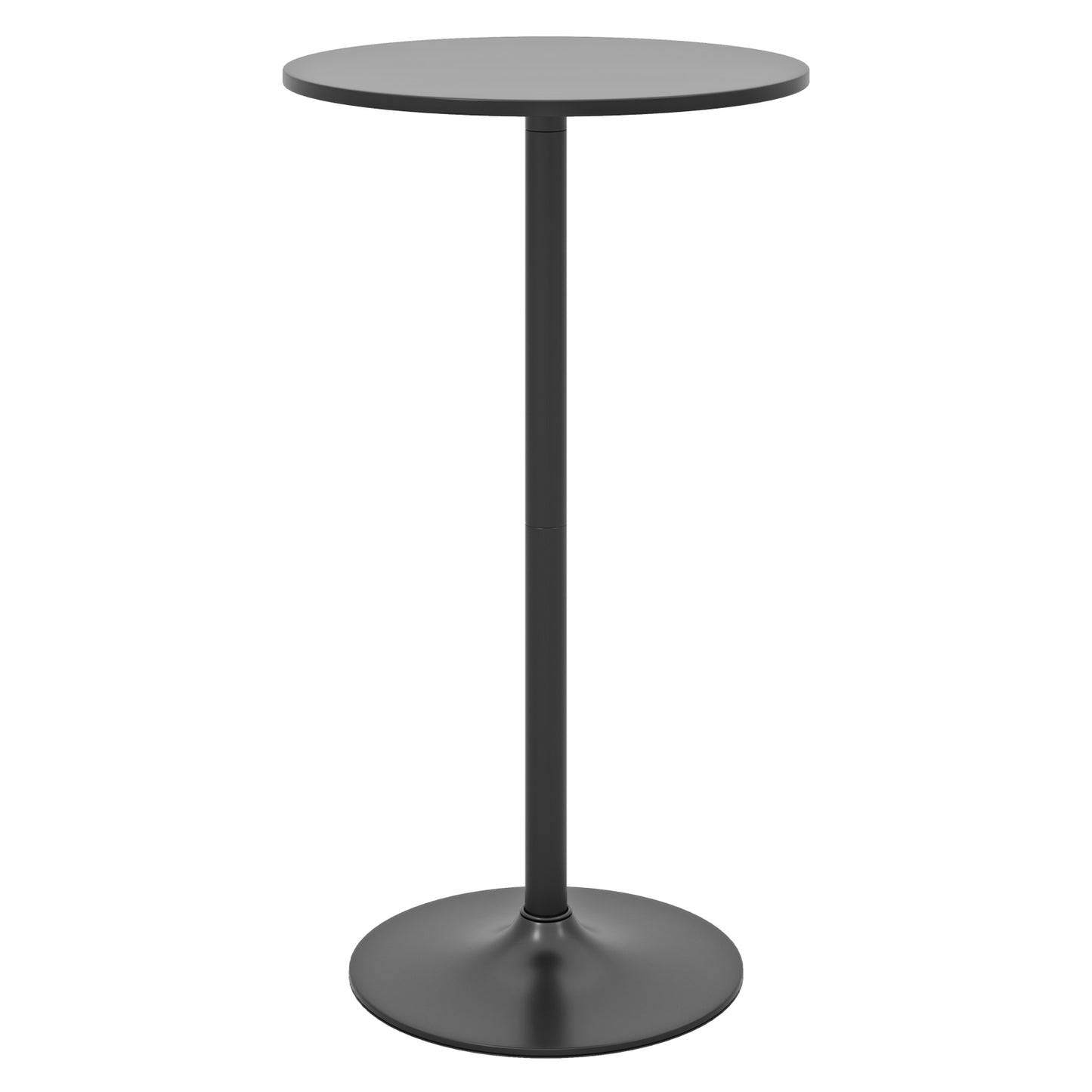 Round Bar Table with Adjustable Height and Metal Base Set of 1-Black
