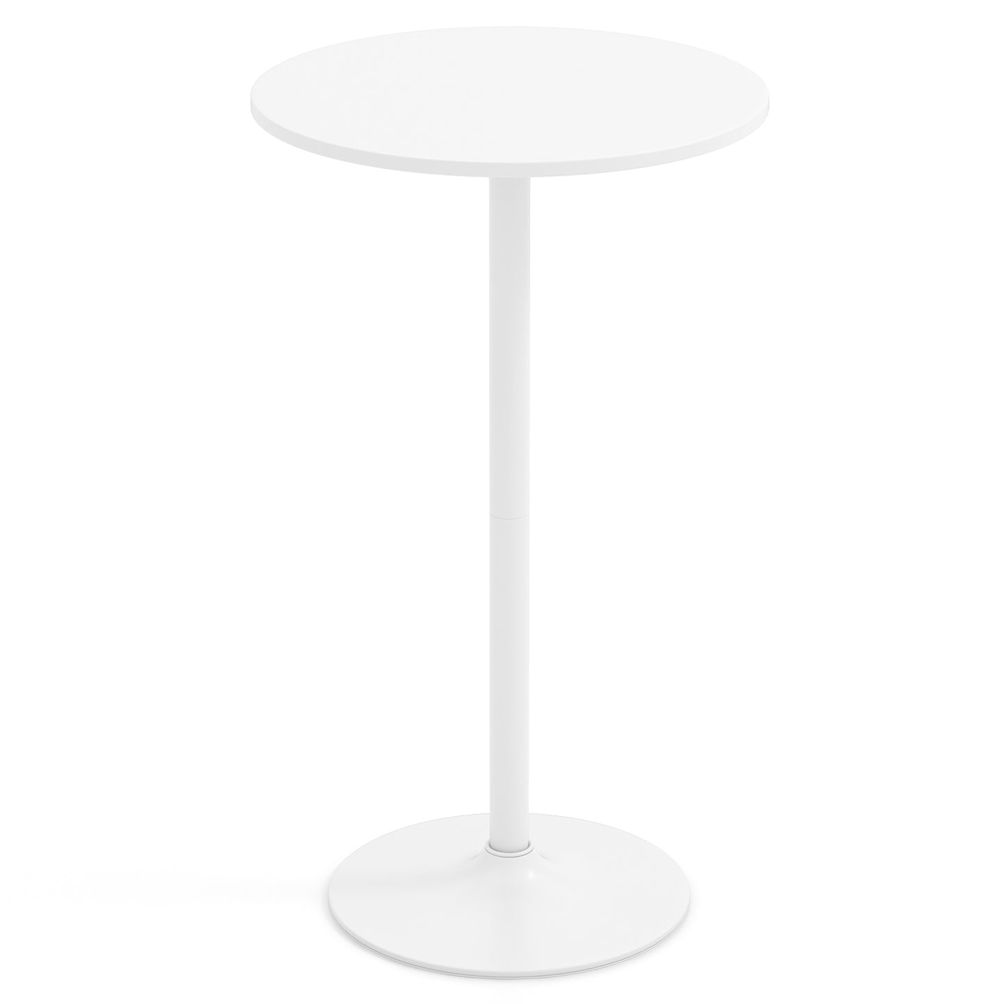 Round Bar Table with Adjustable Height and Metal Base Set of 1-White
