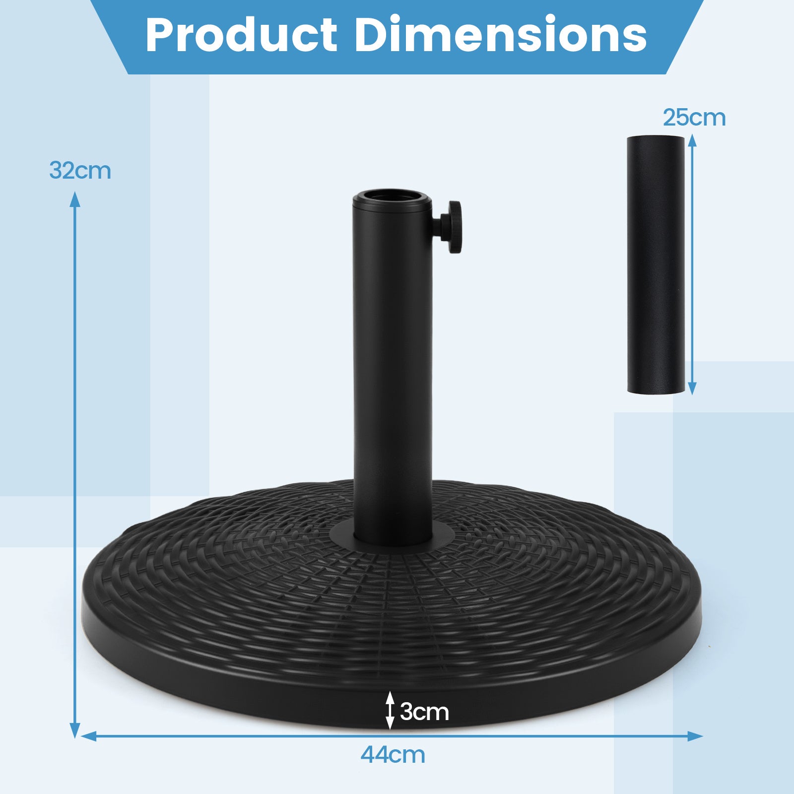 Round Patio Umbrella Base with Adjustable Knob for Yard