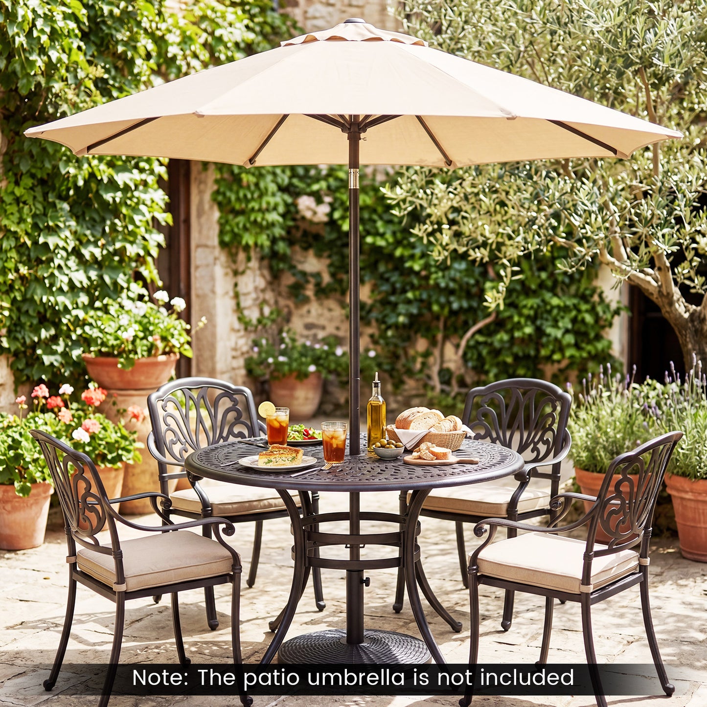 Round Patio Umbrella Base with Adjustable Knob for Yard