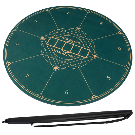 Round Poker Mat for Texas Hold'em 140 cm with Carrying Bag-Green