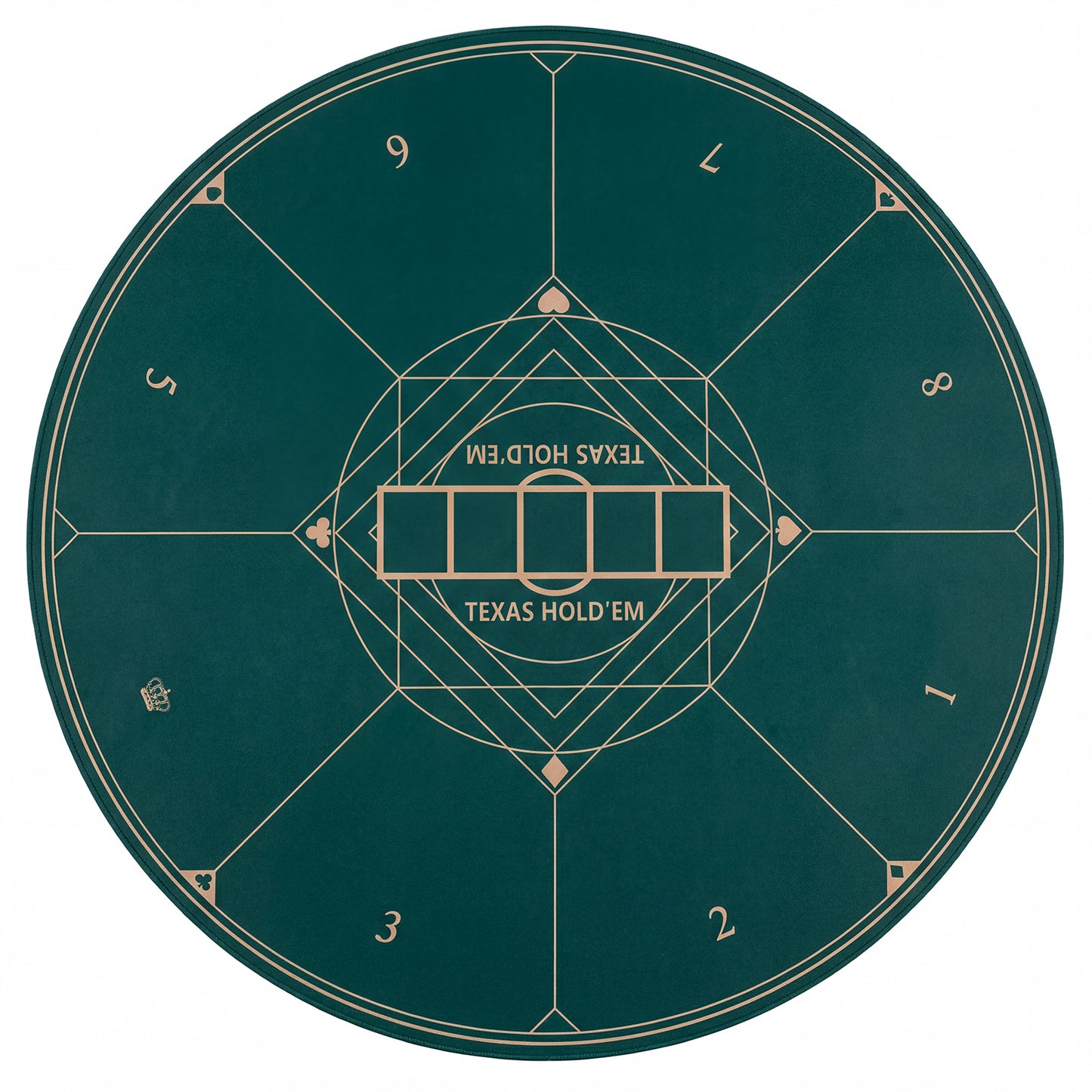 Round Poker Mat for Texas Hold'em 47” Portable Anti-Slip Rubber Base Table Layout-Green