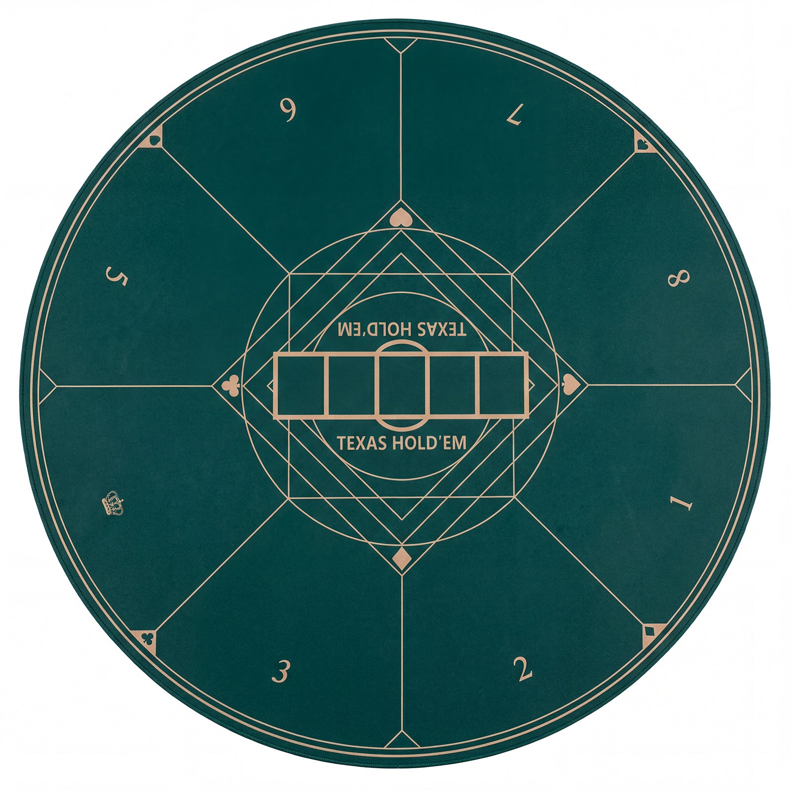 Round Poker Mat for Texas Hold'em 47” Portable Anti-Slip Rubber Base Table Layout-Green