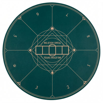 Round Poker Mat for Texas Hold'em 47” Portable Anti-Slip Rubber Base Table Layout-Green