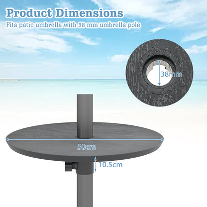 Round Umbrella Table Tray for 38 mm Patio Umbrella Pole