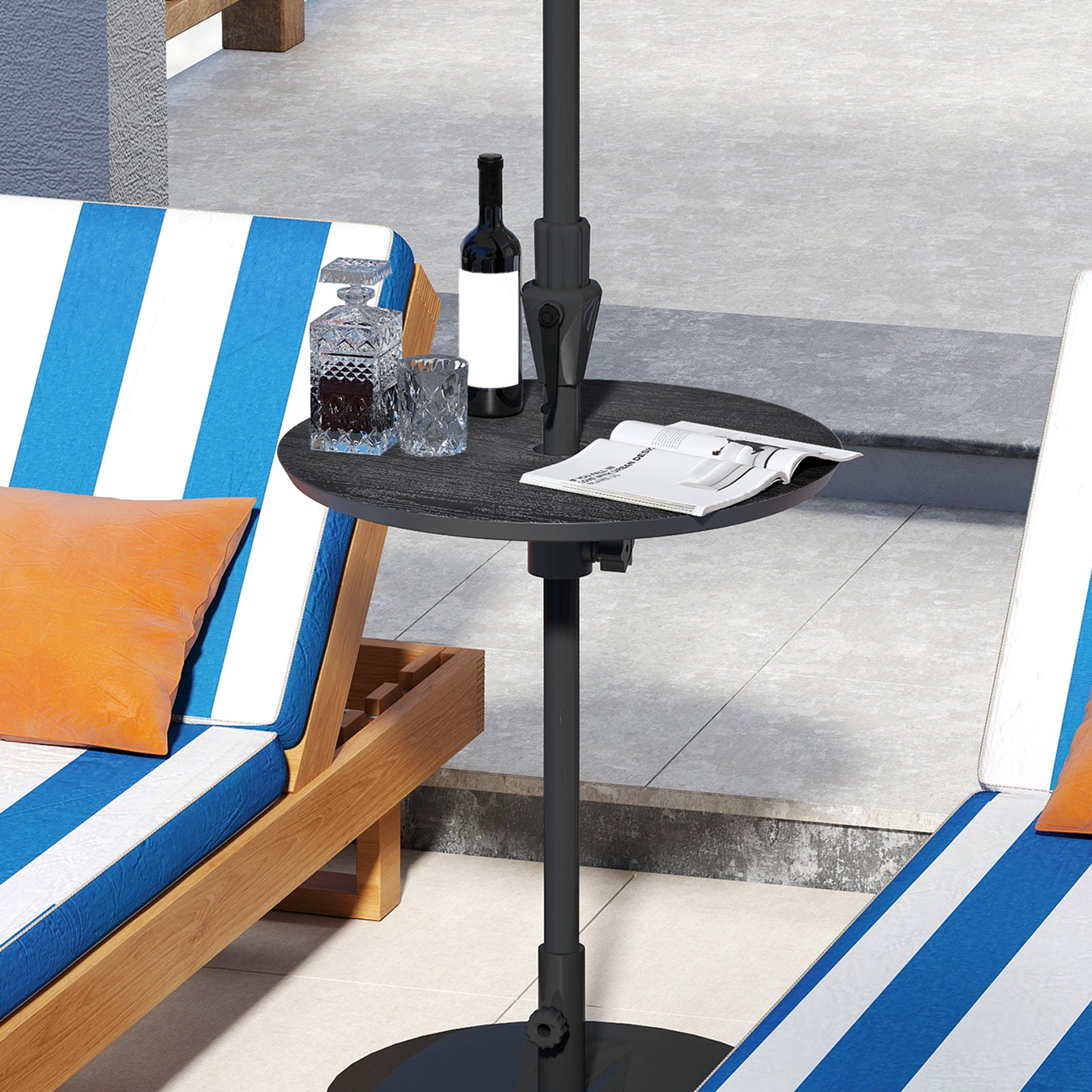 Round Umbrella Table Tray for 38 mm Patio Umbrella Pole