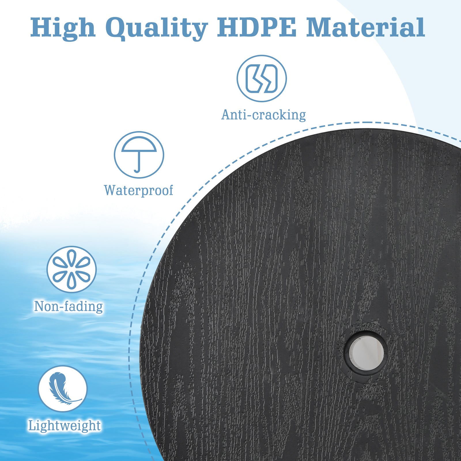 Round Umbrella Table Tray for 38 mm Patio Umbrella Pole