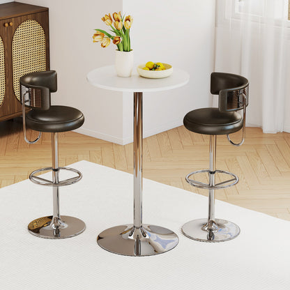 Round Bar Table with Silver Leg and Base for Home Bar-White