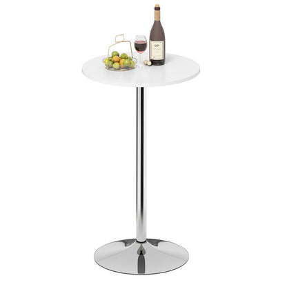Round Bar Table with Silver Leg and Base for Home Bar-White