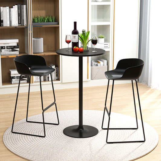 Round Bar Table with Adjustable Height and Metal Base Set of 2-Black