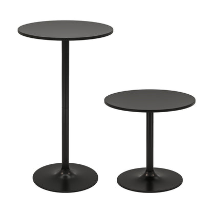 Round Bar Table with Adjustable Height and Metal Base Set of 2-Black