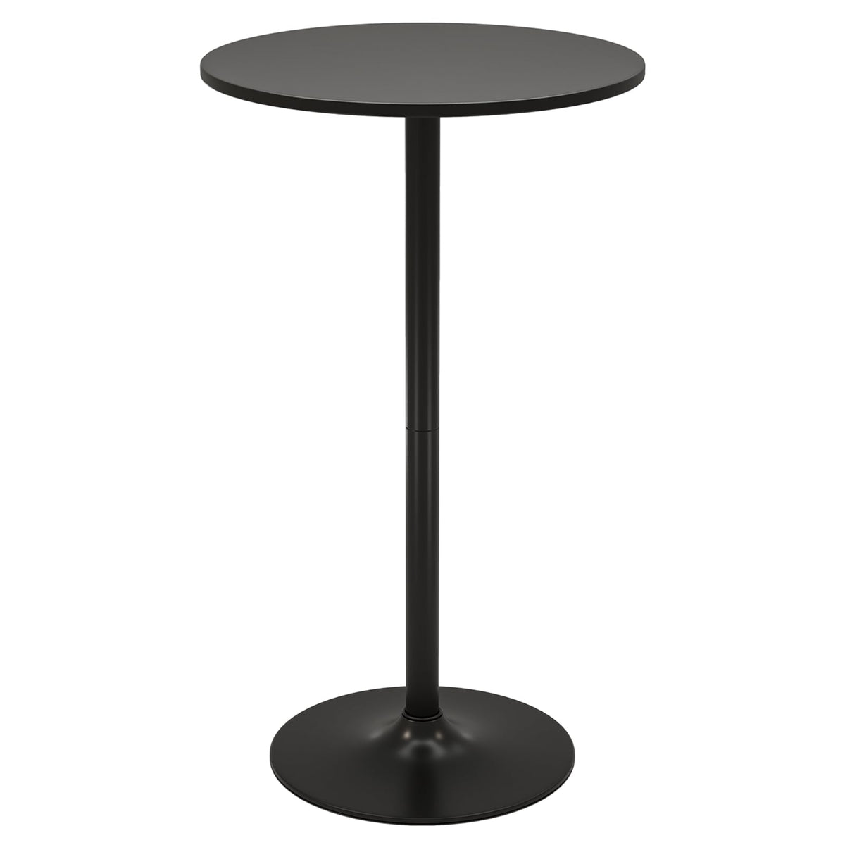Round Bar Table with Adjustable Height and Metal Base Set of 2-Black