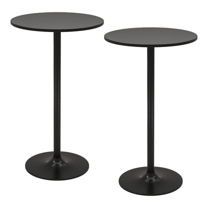 Round Bar Table with Adjustable Height and Metal Base Set of 2-Black