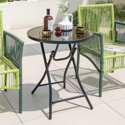 Round Bistro Table with Tempered Glass Tabletop