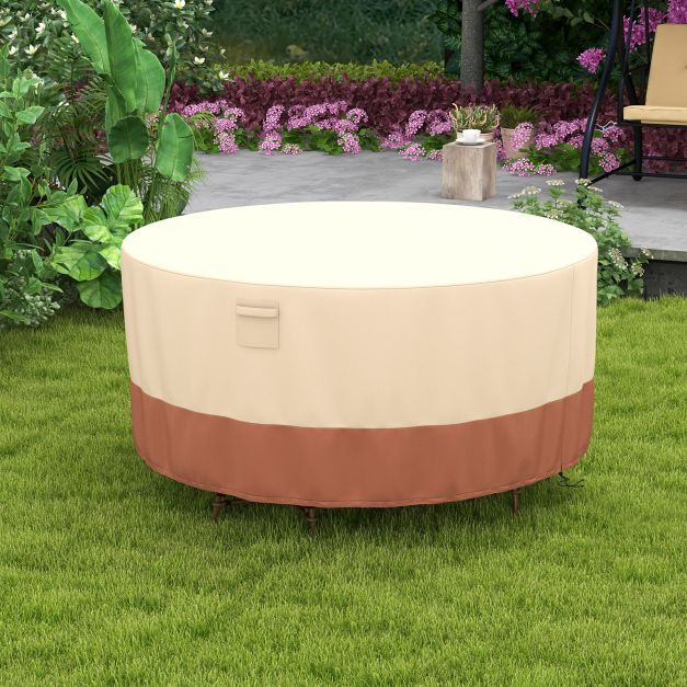 158/181/213 CM Round Patio Furniture Cover-Beige-M