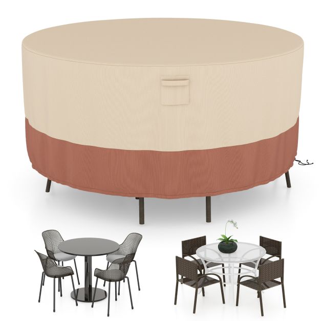 158/181/213 CM Round Patio Furniture Cover-Beige-M