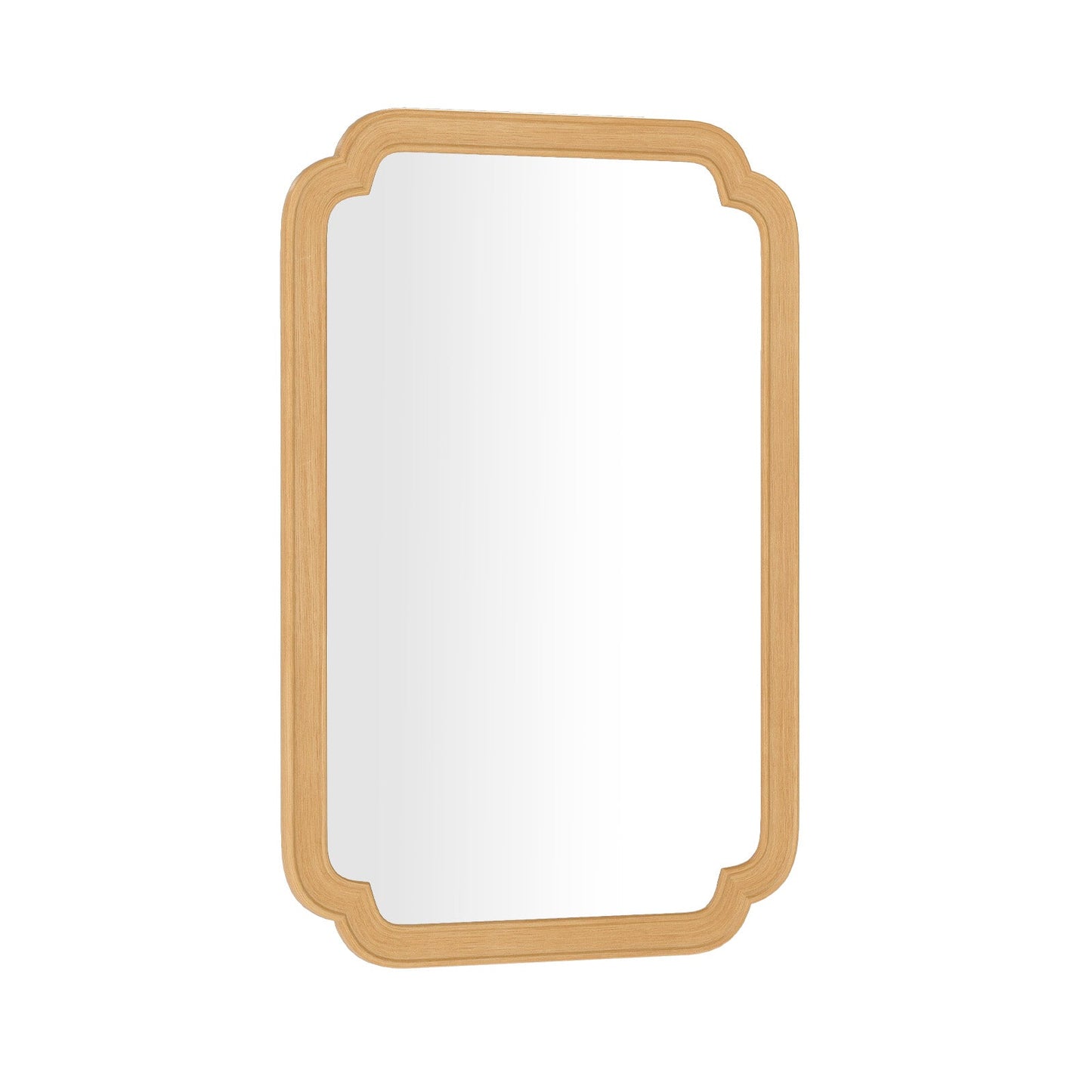 Rounded Corner Arch Wall Mirror for Bathroom Living Room-Natural