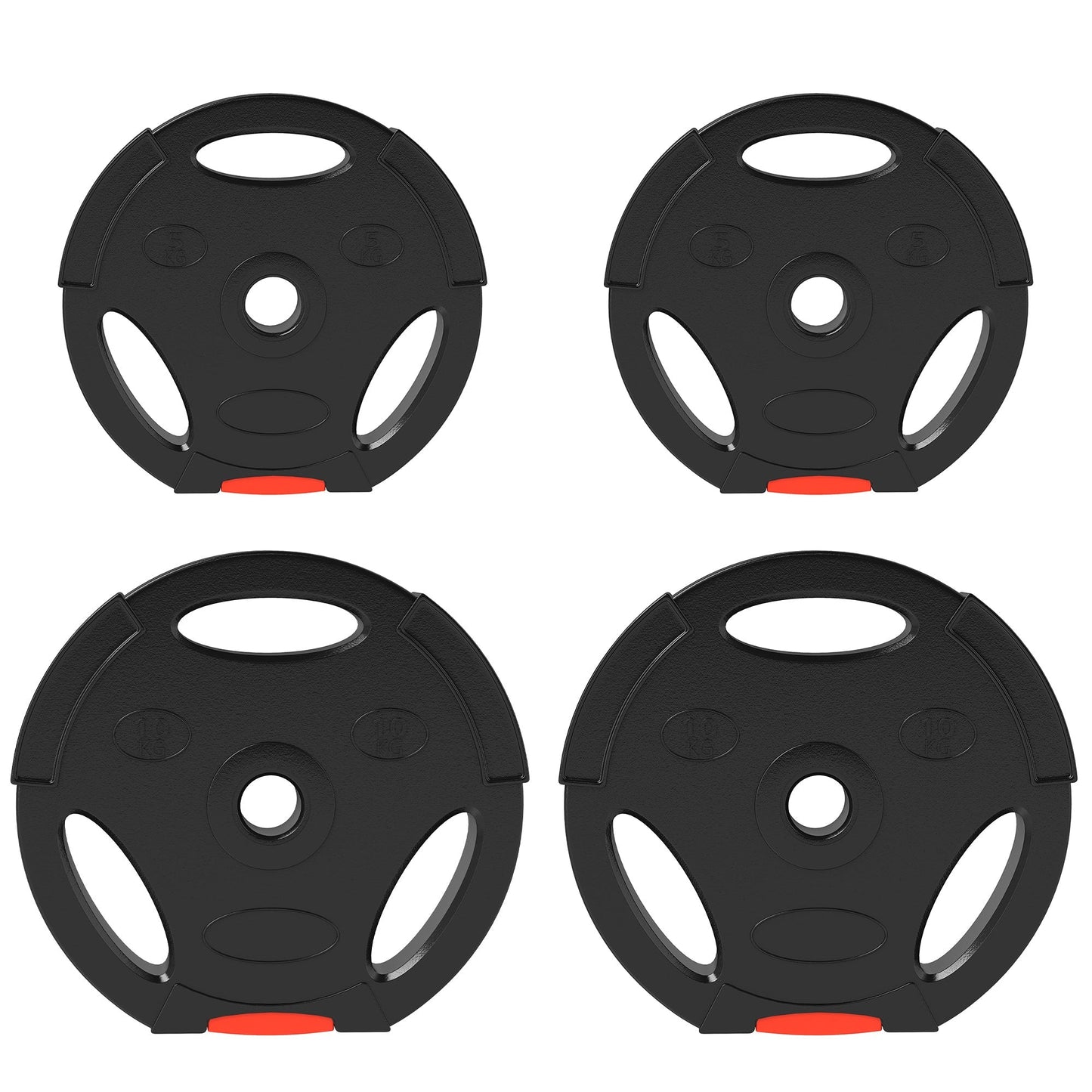 SPORTNOW Olympic Weight Plates Set, with Two 10kg and Two 5kg weights, Black