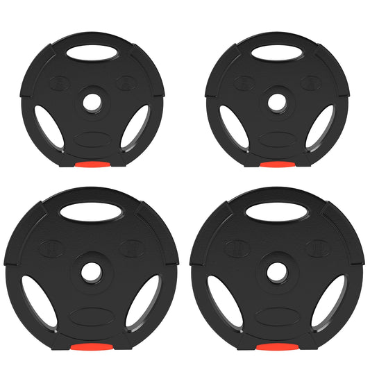SPORTNOW Olympic Weight Plates Set, with Two 10kg and Two 5kg weights, Black