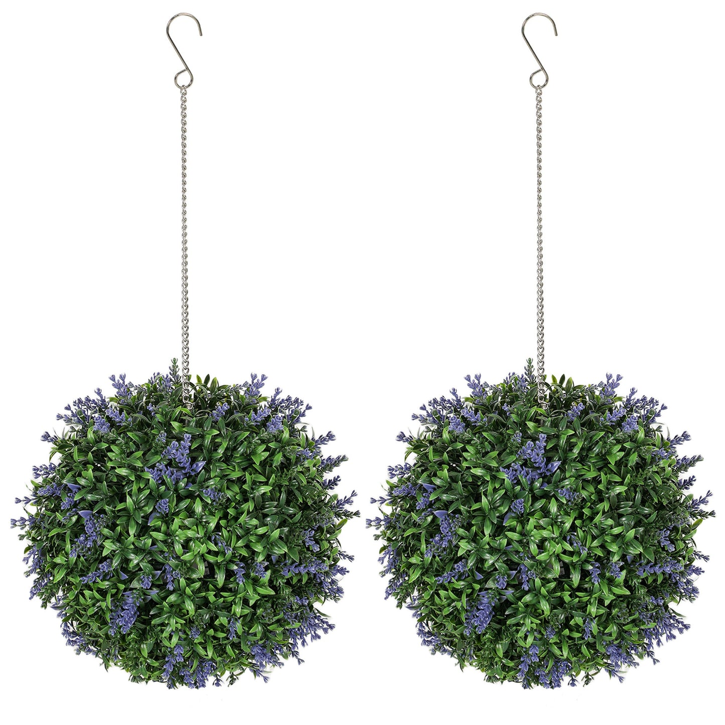 HOMCOM Zestaw 2 sztucznych roślin Topiary Balls, sztuczne rośliny dekoracyjne z ochroną UV, sztuczne rośliny do dekoracji wnętrz i na zewnątrz, 27 cm, fioletowy