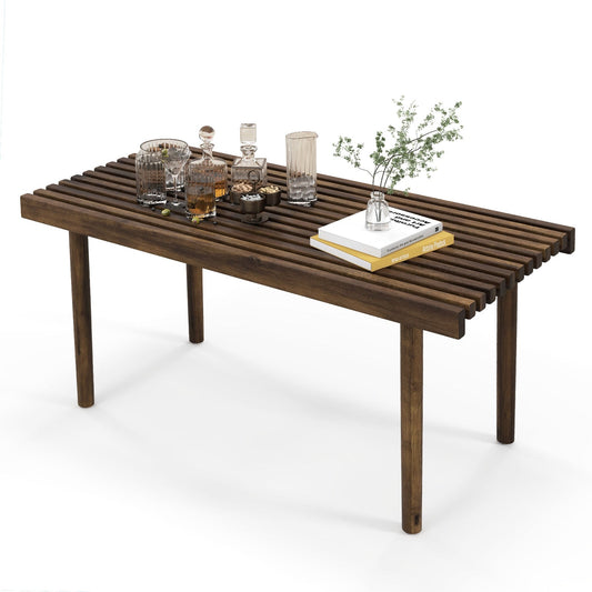Rubber Wood Coffee Table with Slatted Tabletop