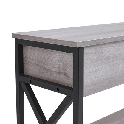 100 cm W Rustic Grey Narrow Wooden Console Table with Drawers