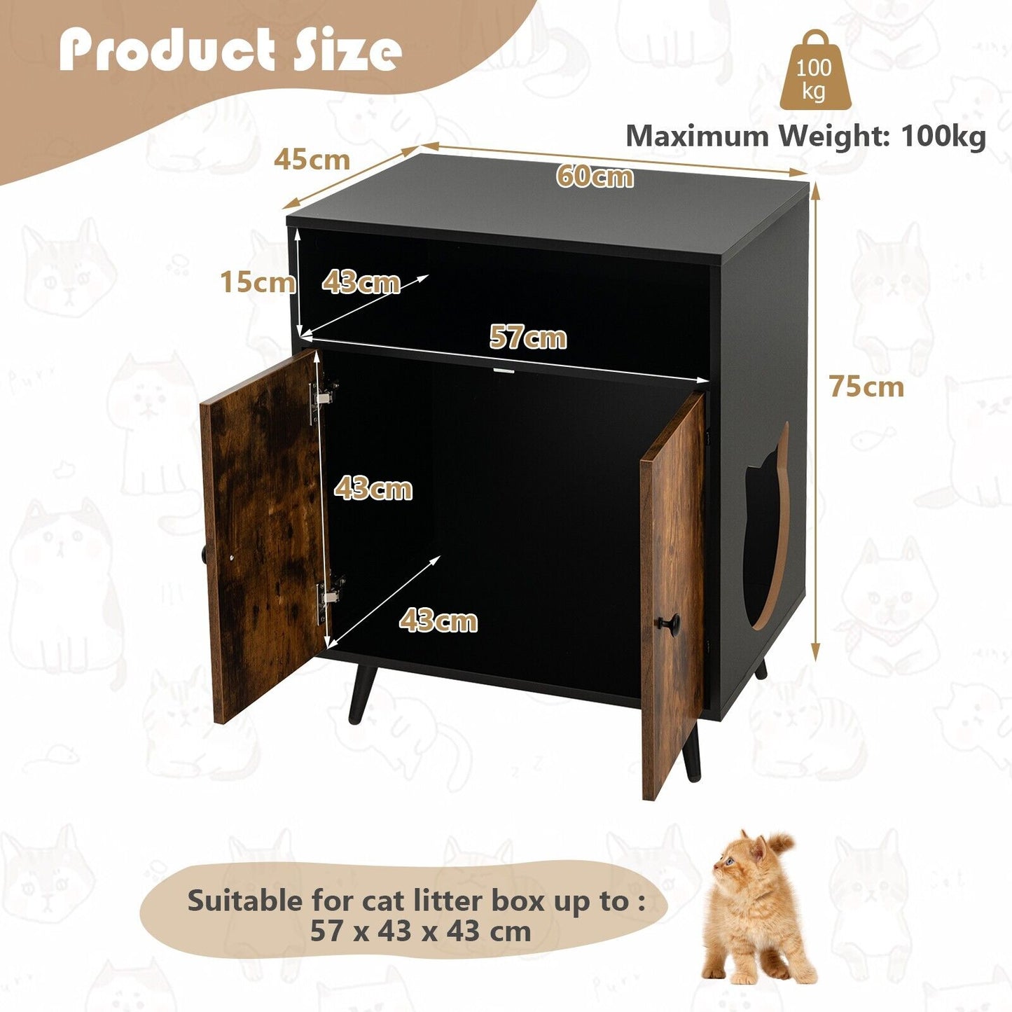 Modern Enclosure Cat Litter Box with Entry-Natural