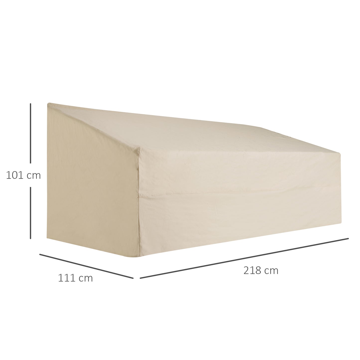 Pokrowiec na meble ogrodowe Outsunny 600D Oxford Cloth, wodoodporny, na sofę 3-osobową, na patio, do użytku na zewnątrz, beżowy, 218 x 111 x 63-101 cm