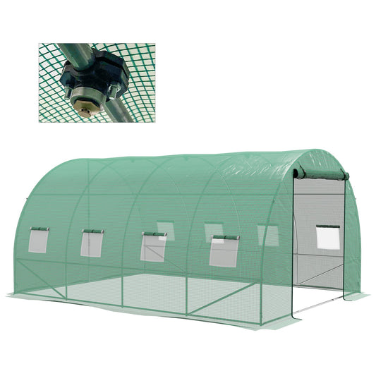 Outsunny نظام الرش Polytunnel Greenhouse، 4 × 3 (م)، أخضر
