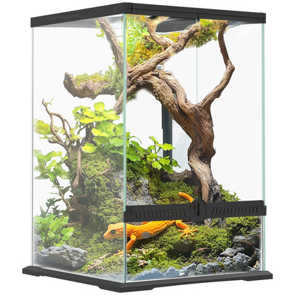 PawHut 40L Vivarium للسحالي والضفادع والثعابين والسلاحف والسلاحف مع تصميم مضاد للهروب والتهوية