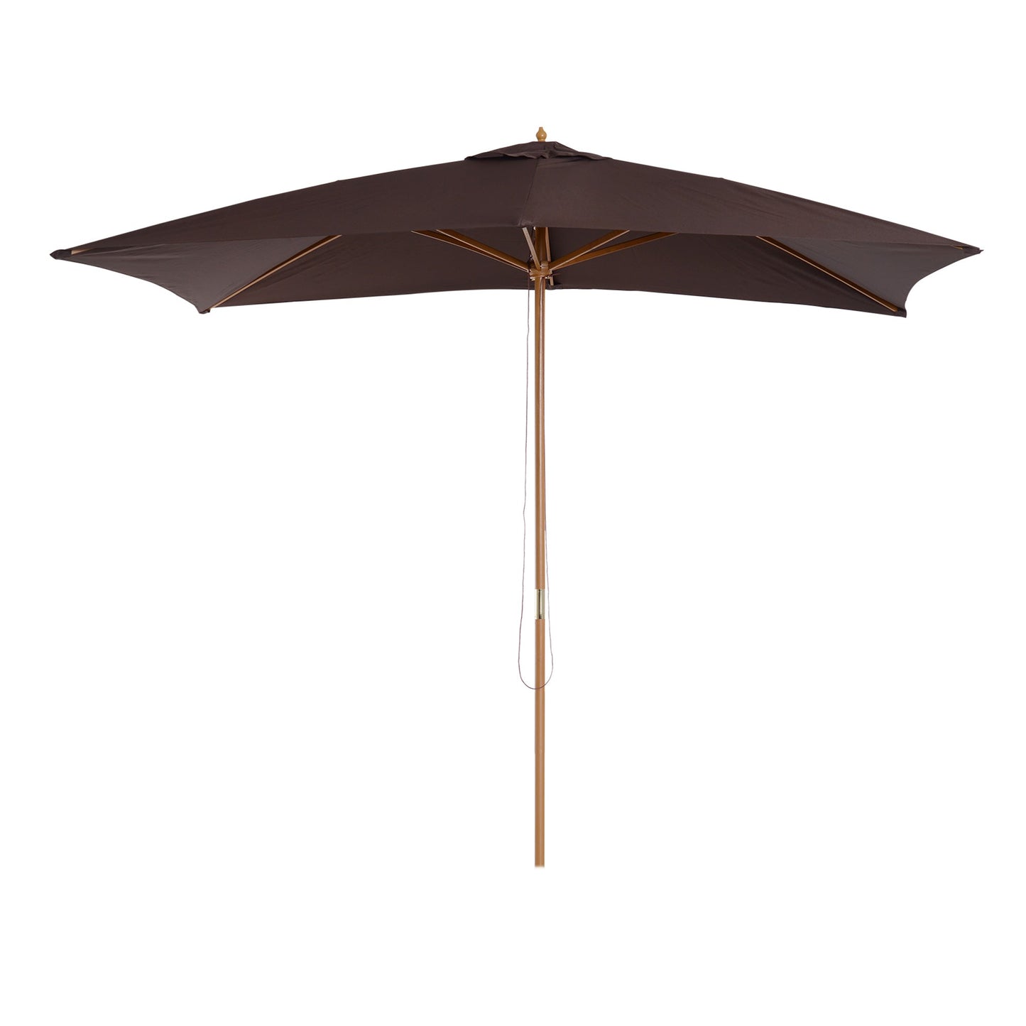 Outsunny Garden Parasol Umbrella Wooden Sun Umbrella Outdoor Sun Shade Canopy, Dark Coffee，2 x 3m