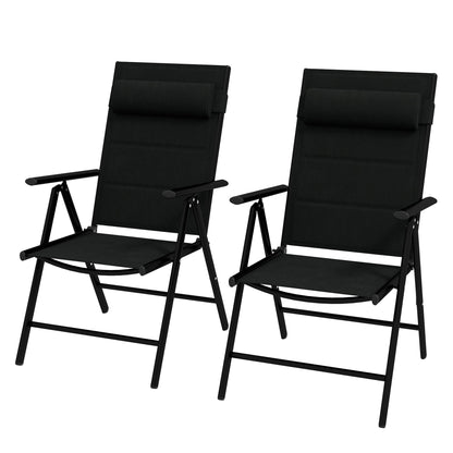 Outsunny Set of Two Padded Garden Chairs - Black