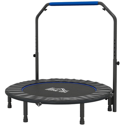 HOMCOM 48" Foldable Mini Fitness Trampoline, with Adjustable Foam Handle, Blue