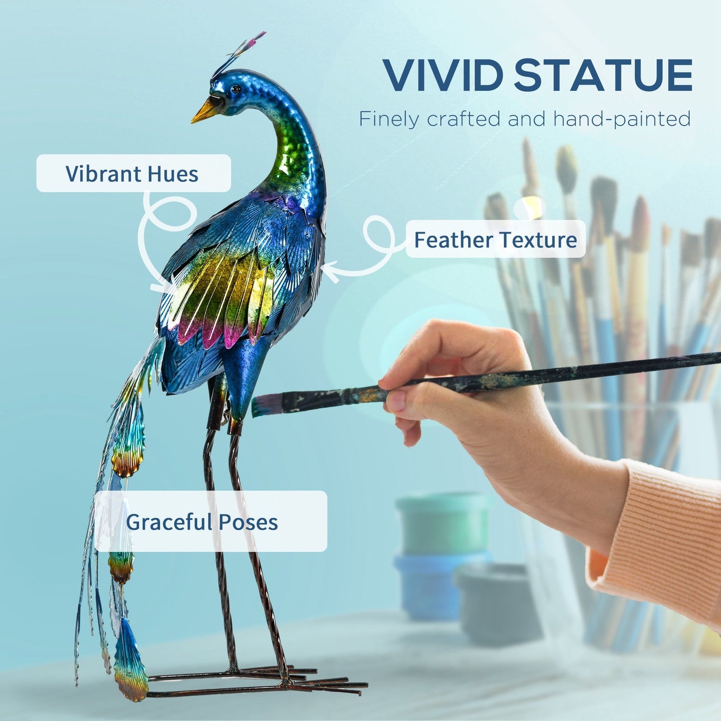 Outsunny Steel Peacock Garden Statue Decoration Gift