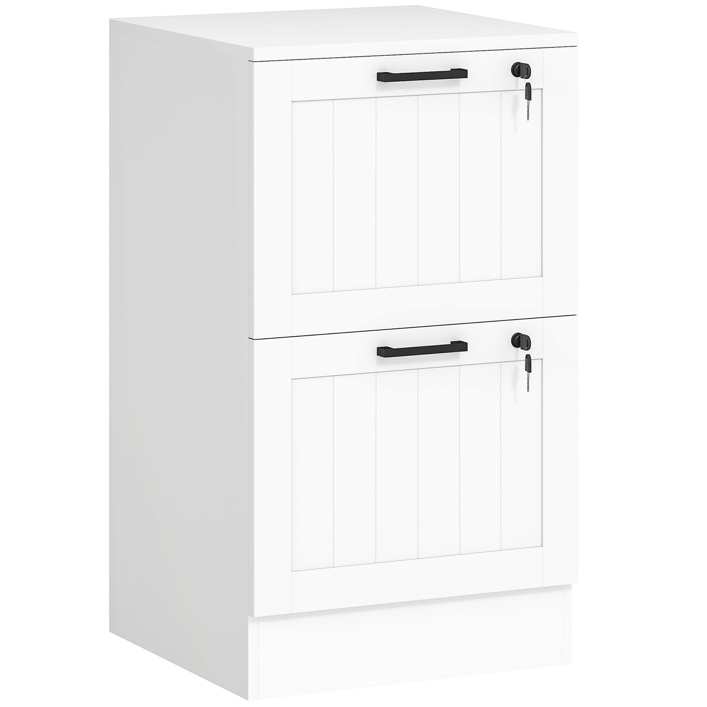 HOMCOM 2 Drawer Filing Cabinet with Lock, Office Storage Cabinet with Adjustable Hanging Bars for A4 Letter Size Files, White