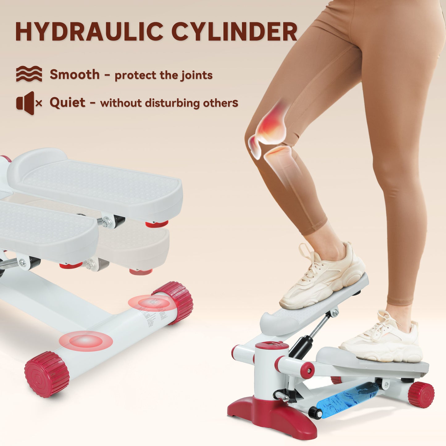 SPORTNOW Mini Stepper, Kompaktowy Stepper do ćwiczeń w domu z monitorem LCD i pedałami antypoślizgowymi, Szary