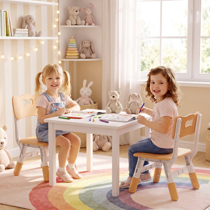 AIYAPLAY 2 PCS Kids Desk Chairs, 3 Level Height Adjustable Children's Chairs with Backrest for 1.5-8 Years, Max Load 50KG, Brown