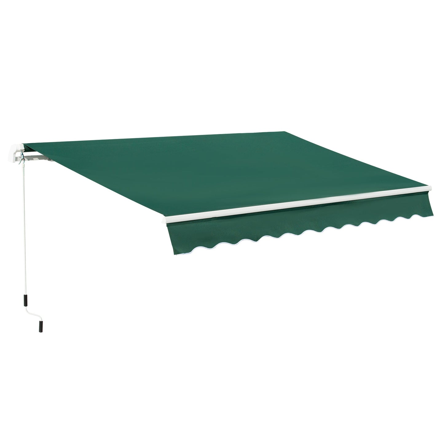 Outsunny 4x2.5m Garden Patio Manual Awning Canopy Sun Shade Shelter Retractable Manual Awning with Fittings and Crank Handle Green