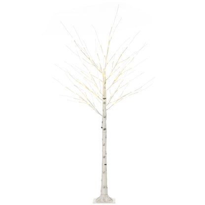 HOMCOM 6ft Artificial White Birch Tree Light with Warm White Pre-Lit LED Light for Indoor and Covered Outdoor Use